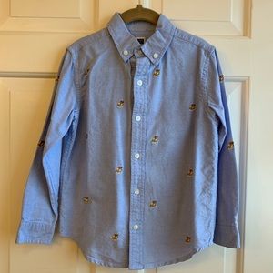 JANIE AND JACK Blue Puppy Embroidered Button Down